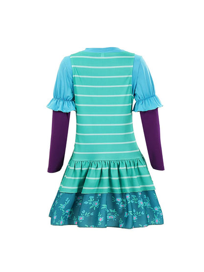Animated Teal Striped Dress Set