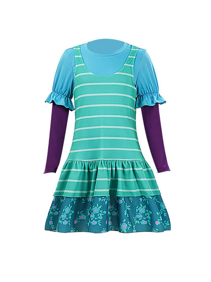Animated Teal Striped Dress Set