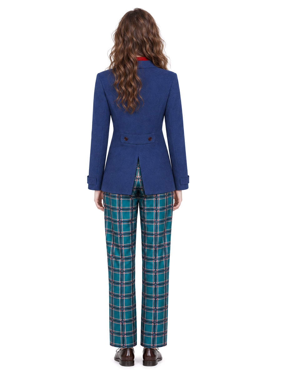 Anime Blue Coat and Plaid Pants