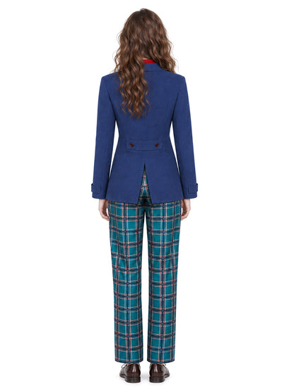 Anime Blue Coat and Plaid Pants