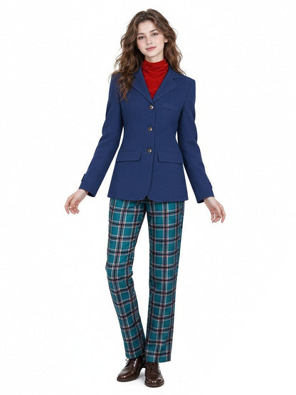 Anime Blue Coat and Plaid Pants