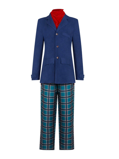Anime Blue Coat and Plaid Pants