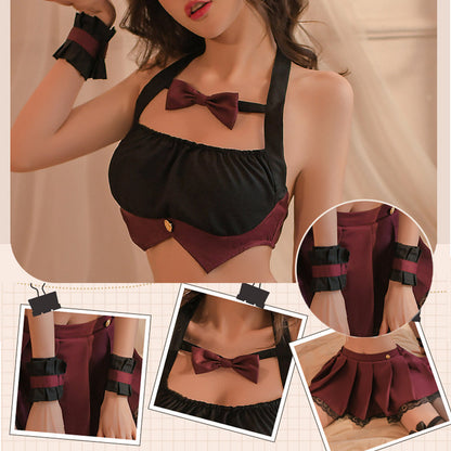 Anime Halter Crop Top and Pleated Skirt