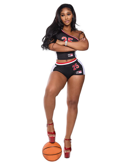 Athletic One Shoulder Crop Top w/ Shorts