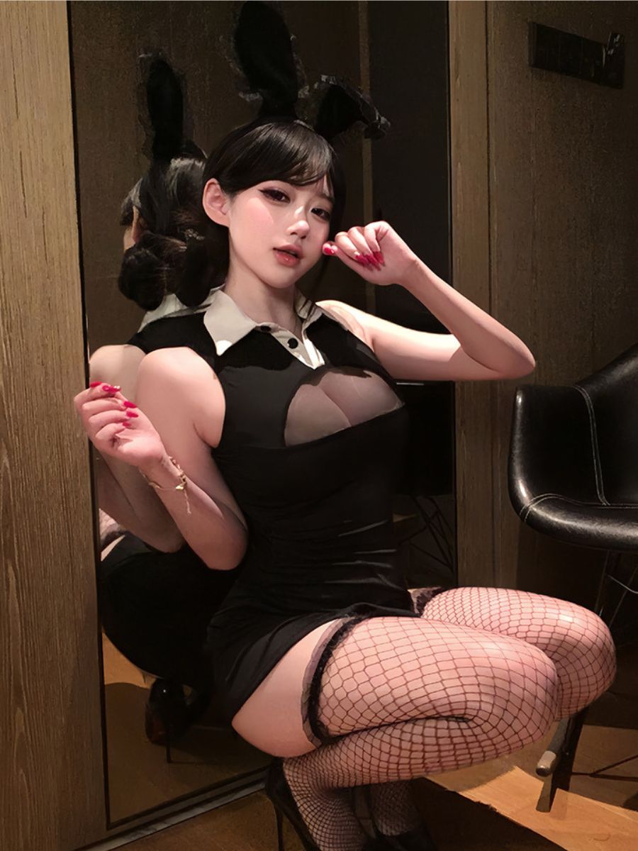 Black Bunny Mini Dress Costume