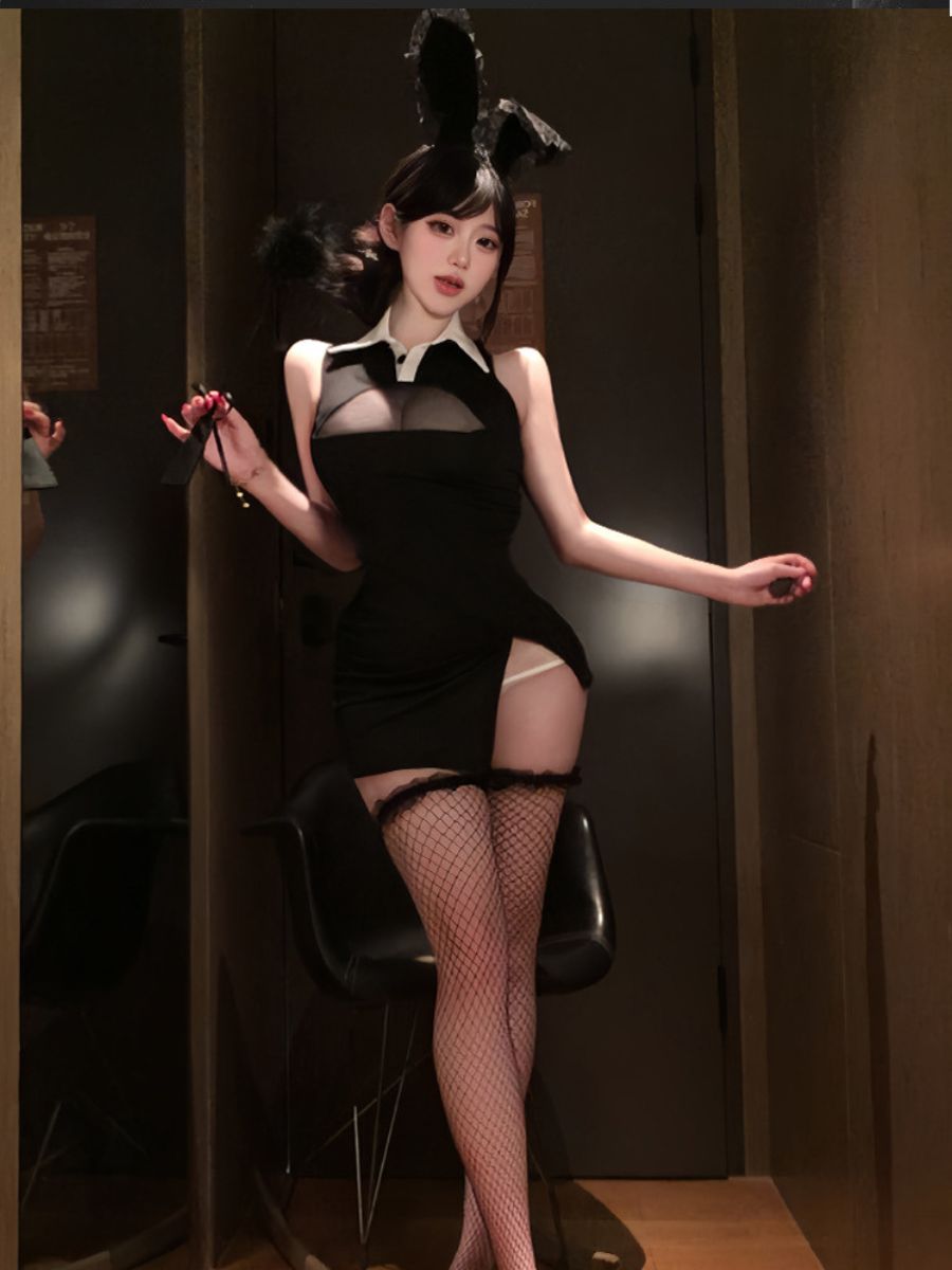 Black Bunny Mini Dress Costume