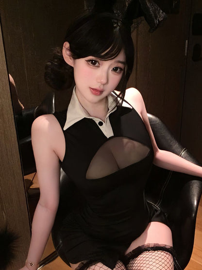 Black Bunny Mini Dress Costume