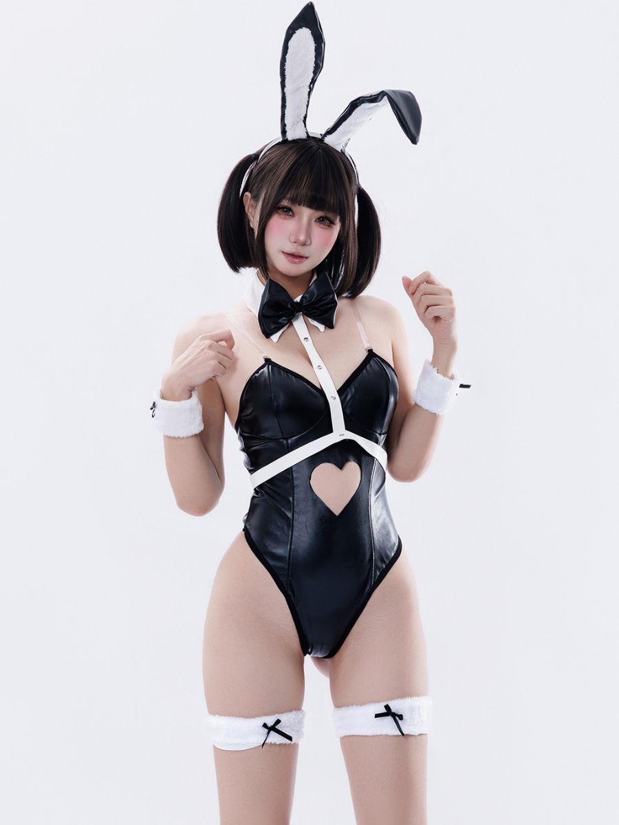 Black Glossy Bunny Lingerie Set