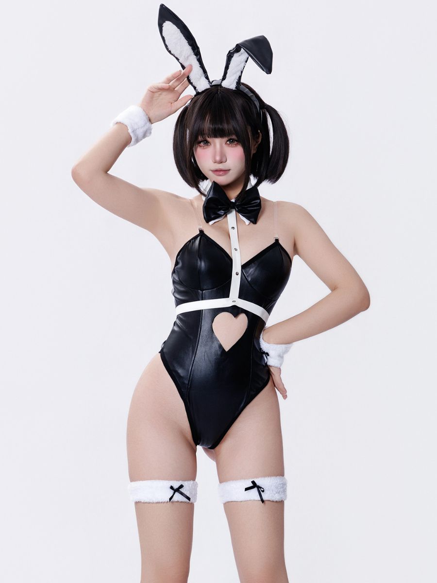 Black Glossy Bunny Lingerie Set