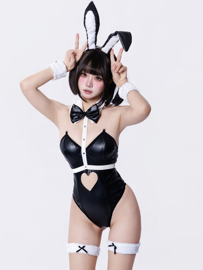 Black Glossy Bunny Lingerie Set