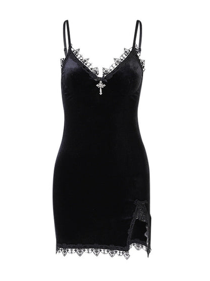 Sexy Velvet Split Bodycon Dress