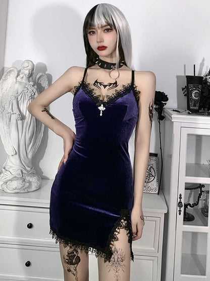 Sexy Velvet Split Bodycon Dress