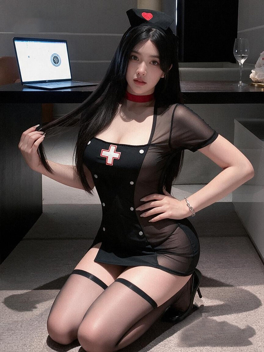 Black Nurse Cosplay Dress