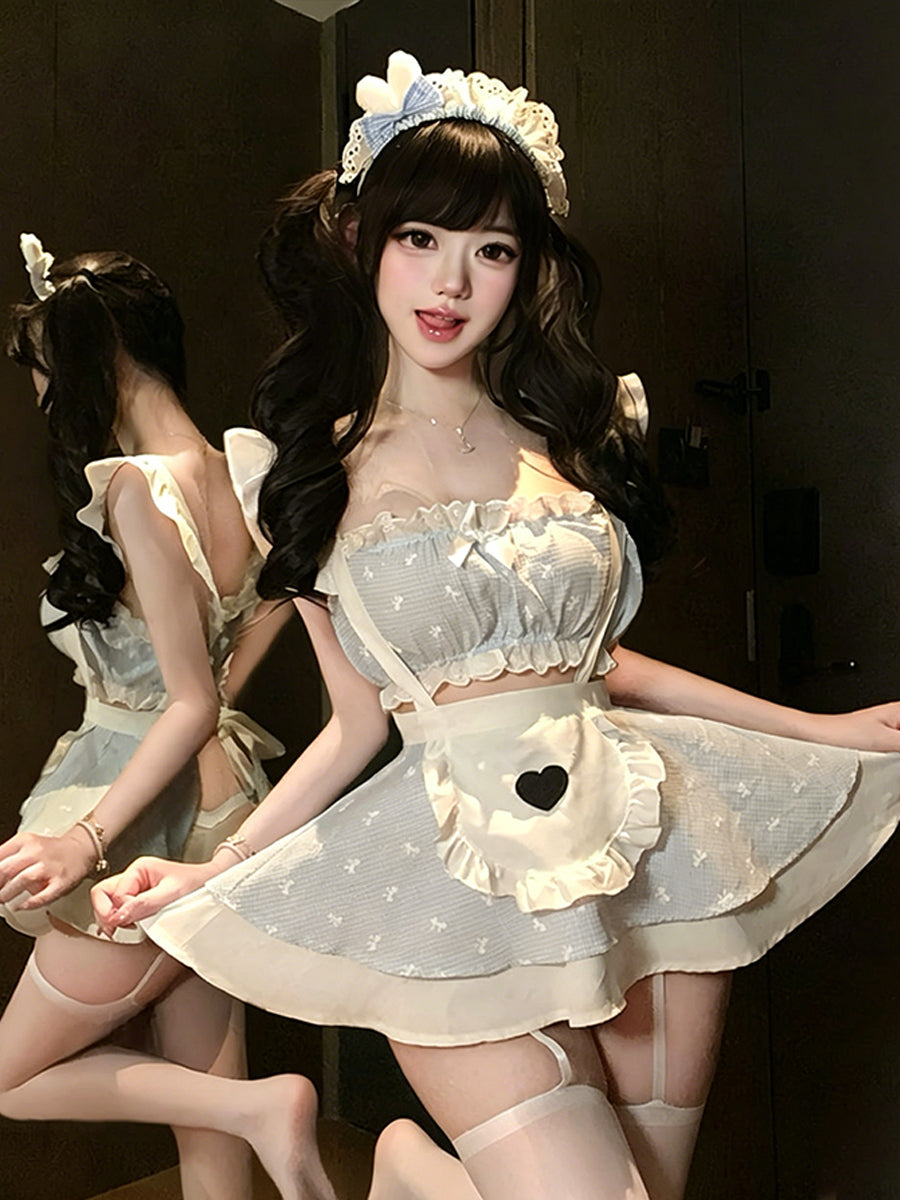 Blue Gingham Ruffle Maid Outfit