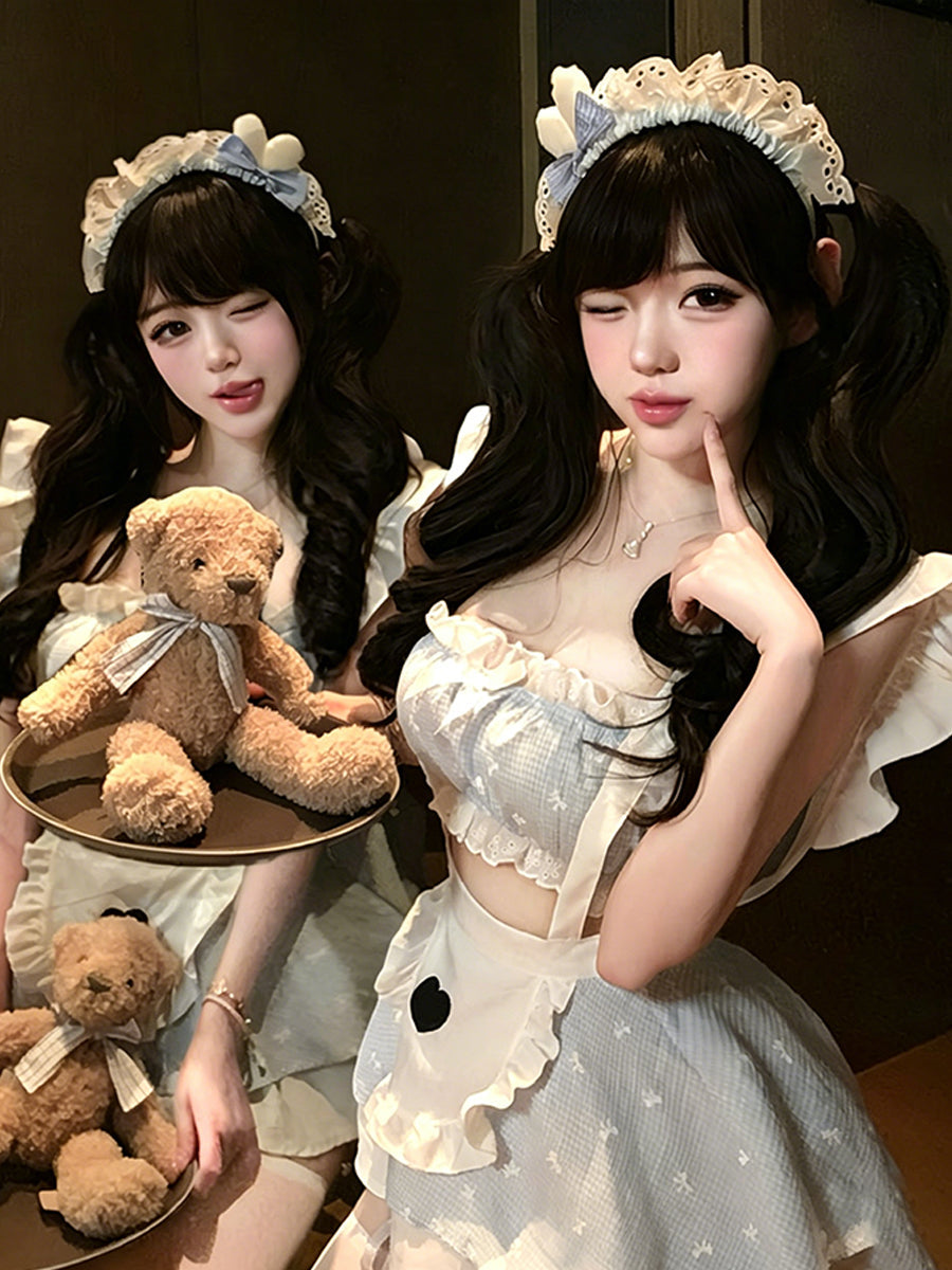 Blue Gingham Ruffle Maid Outfit