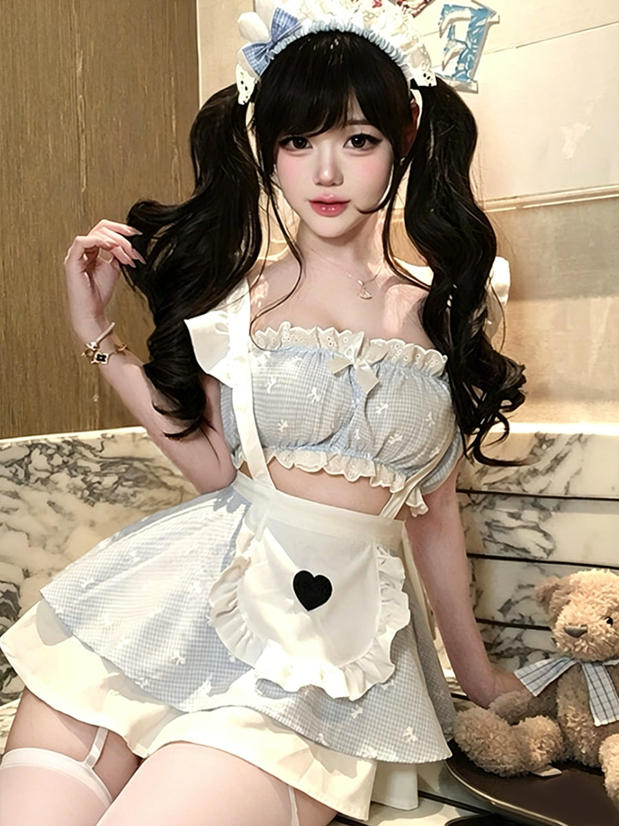 Blue Gingham Ruffle Maid Outfit