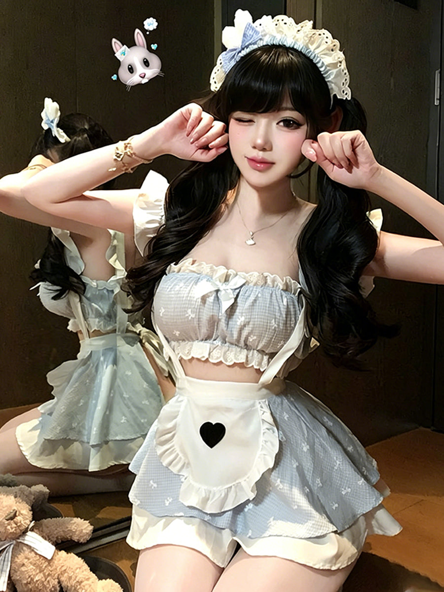 Blue Gingham Ruffle Maid Outfit