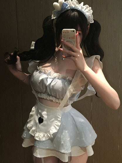 Blue Gingham Ruffle Maid Outfit
