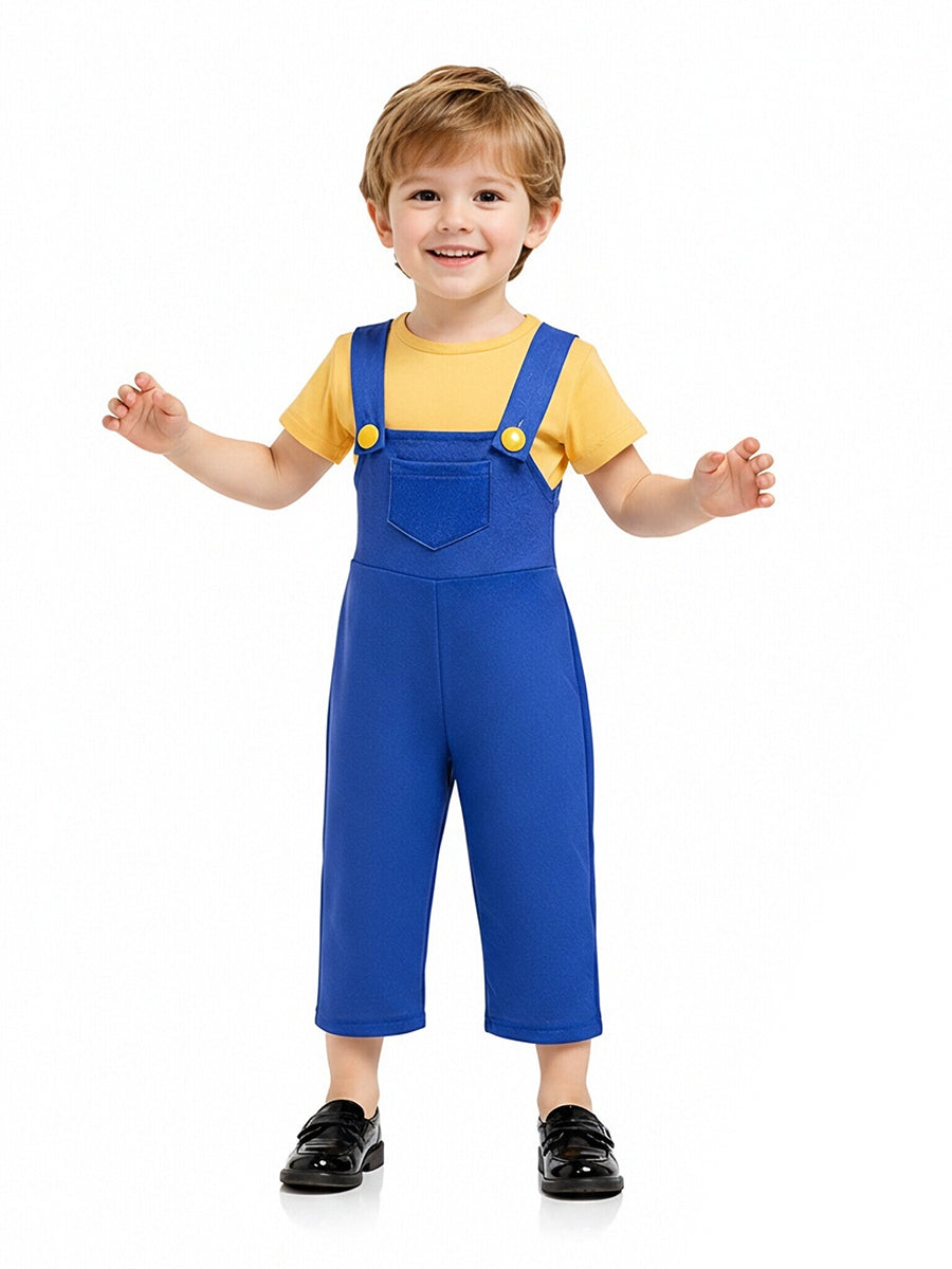 Boys Animated Monster Overalls Set