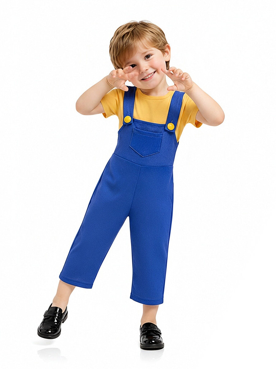 Boys Animated Monster Overalls Set