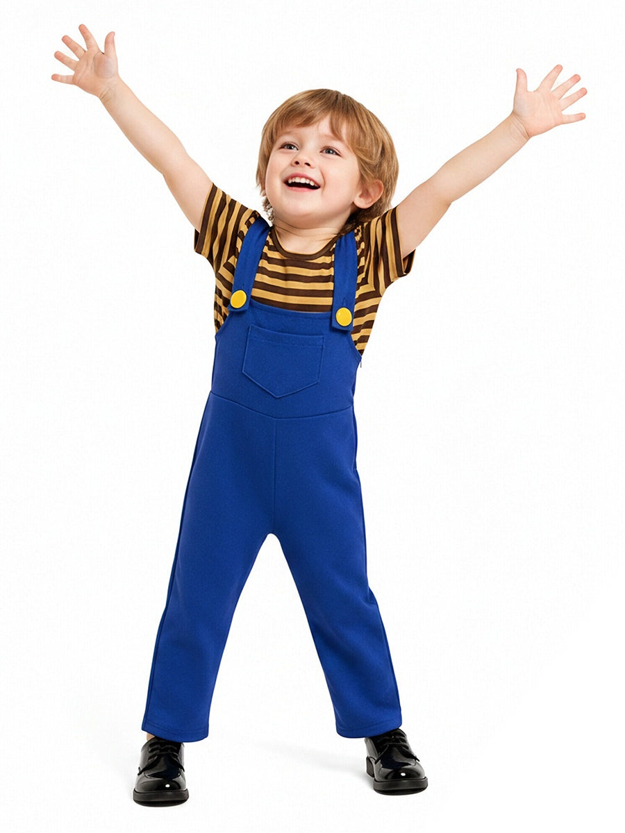 Boys Animated Monster Overalls Set