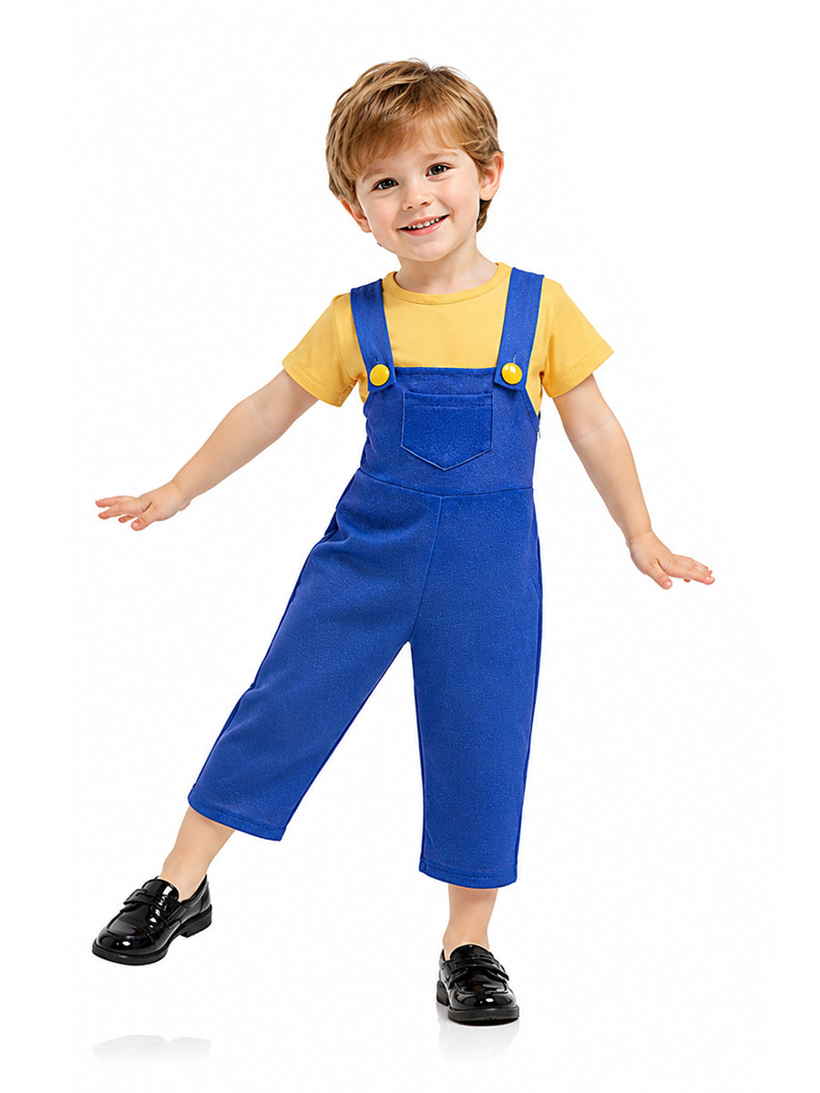 Kids Minions Costume Animated Minions and Monster Overalls and Yellow Tee 