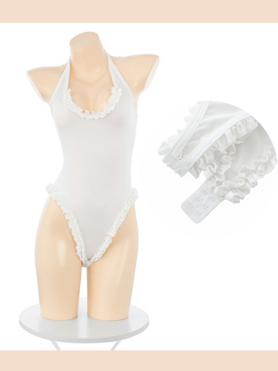 Brown Plaid Maid Cosplay Lingerie Set