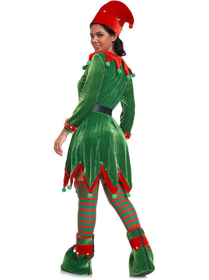 Christmas Elf Costume Velvet Dress Set