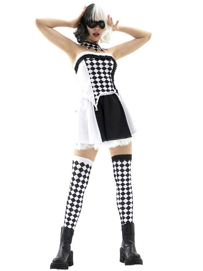 Black and White Checkered Clown Costume
