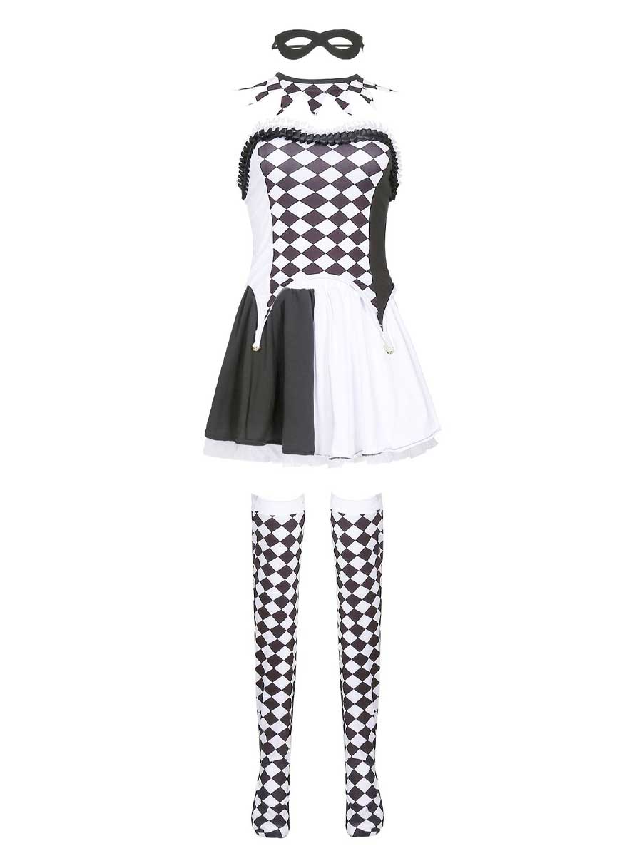 Black and White Checkered Clown Costume