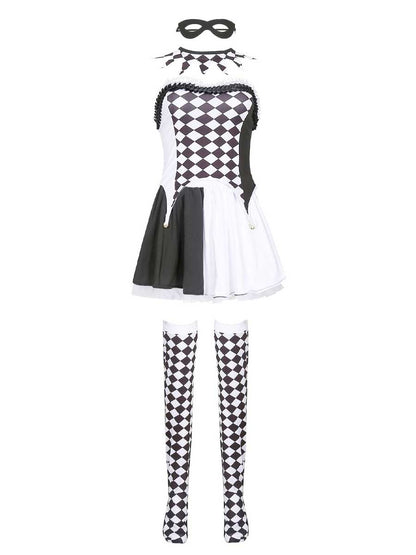 Black and White Checkered Clown Costume