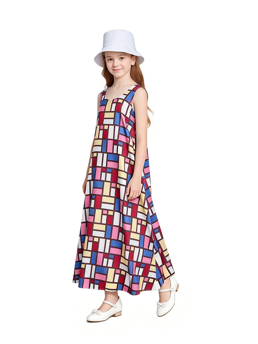 Colorful Geometric Print Maxi Dress