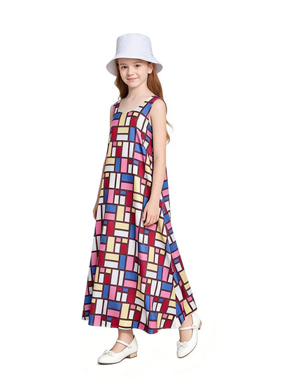 Colorful Geometric Print Maxi Dress