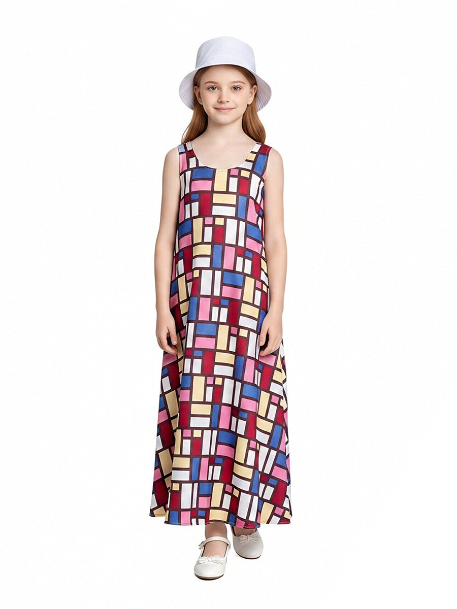Colorful Geometric Print Maxi Dress