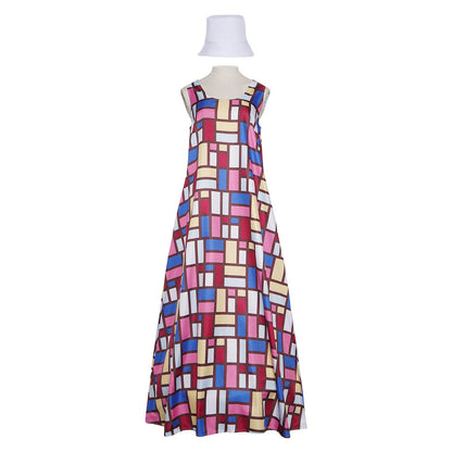 Colorful Geometric Print Maxi Dress