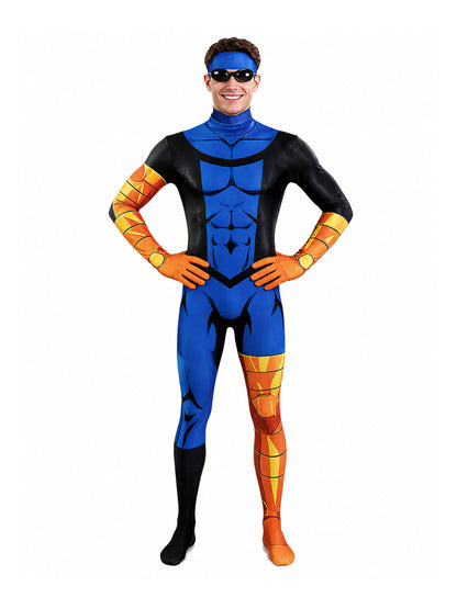 Animated Invincible Mark Grayson Costume for Kids and Adult Full Body Superhero Jumpsuit 
