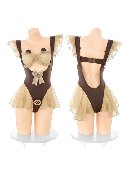 Cute Brown Teddy Bear Cosplay Bodysuit