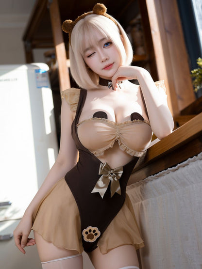 Cute Brown Teddy Bear Cosplay Bodysuit