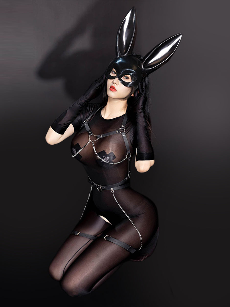 Dark Bunny Ears Chains Harness Set