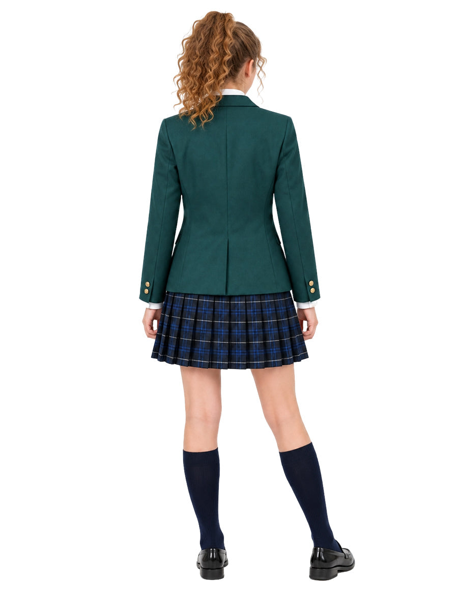Dark Green School Blazer w/ Skirt Set
