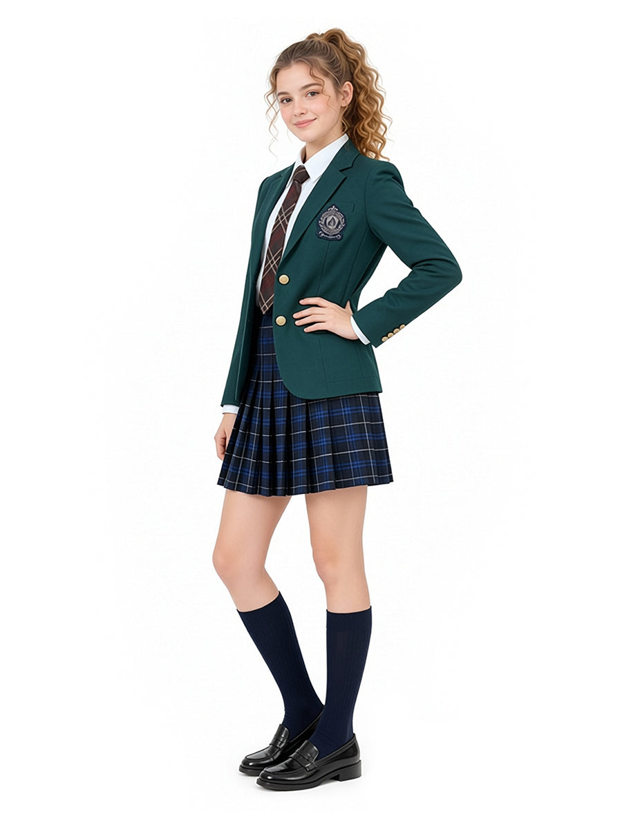 Dark Green School Blazer w/ Skirt Set