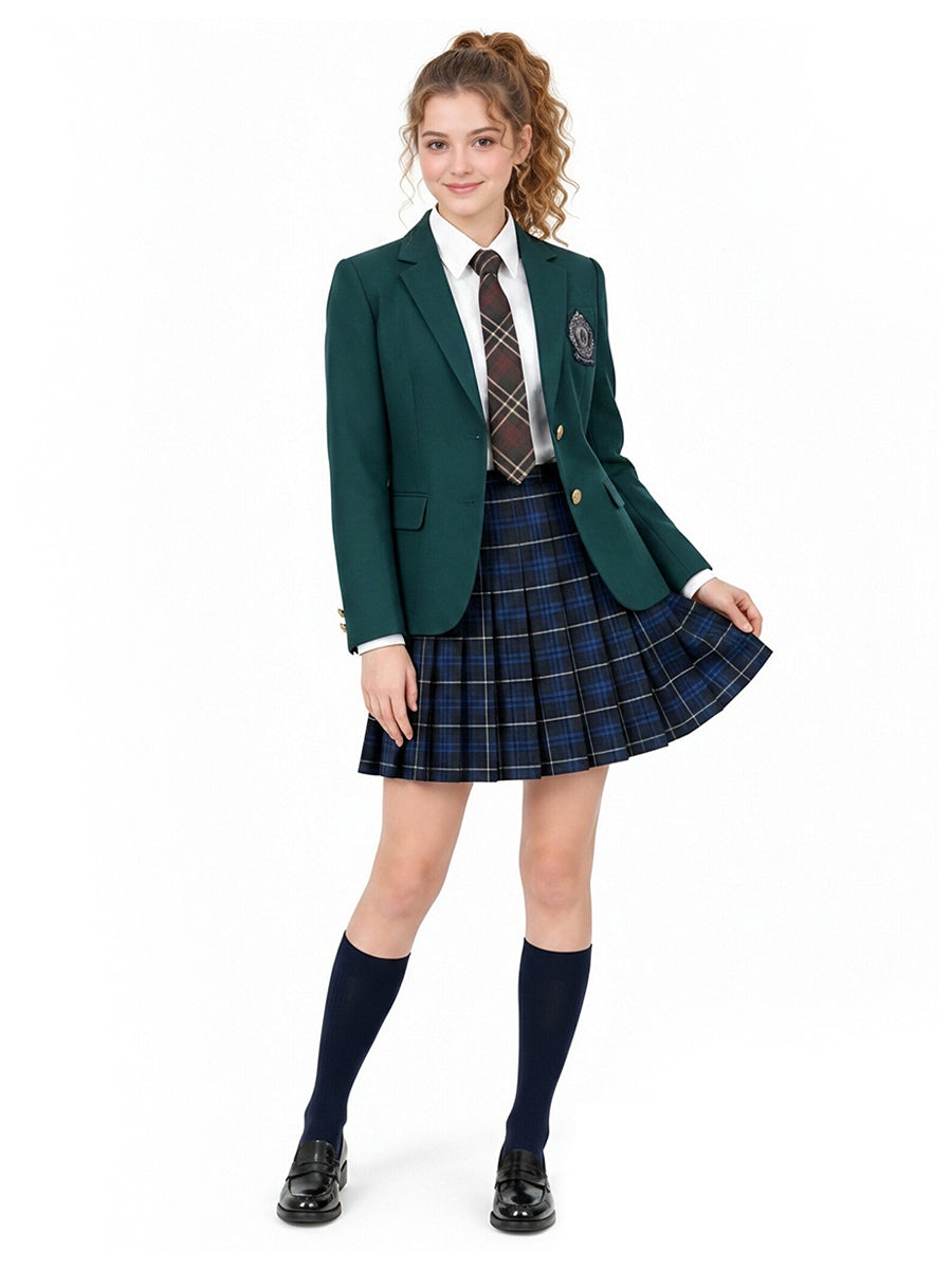 Dark Green School Blazer w/ Skirt Set