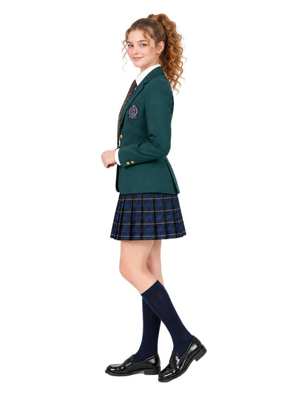 Dark Green School Blazer w/ Skirt Set