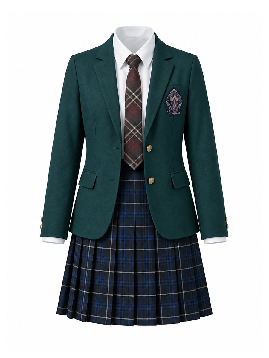 Dark Green School Blazer w/ Skirt Set