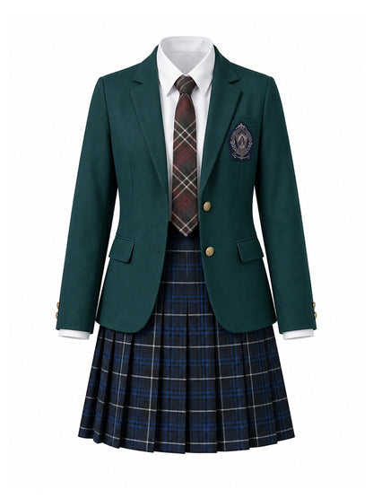 Dark Green School Blazer w/ Skirt Set
