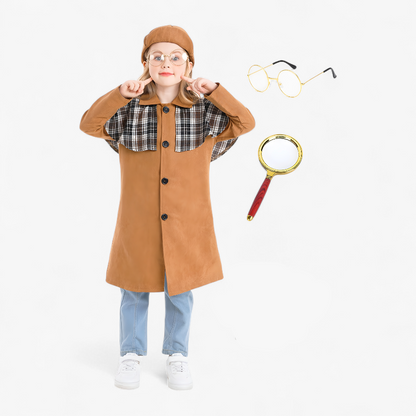 Detective Costume for Children – Includes Hat, Coat & Accessories