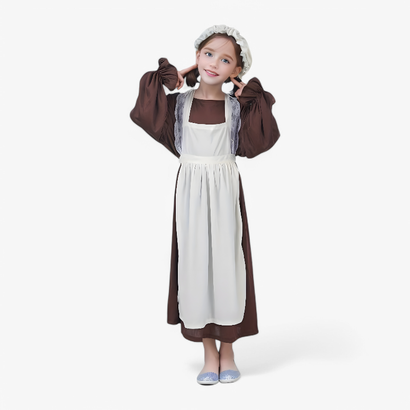 Vintage Pinafore Dress for Girls – Includes Hat and Lace Details