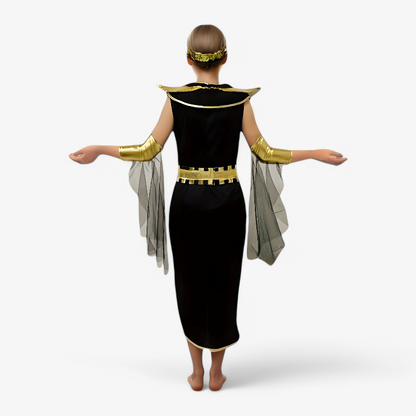Majestic Egyptian Princess Costume – Set with Dress, Headband, and Golden Accessories