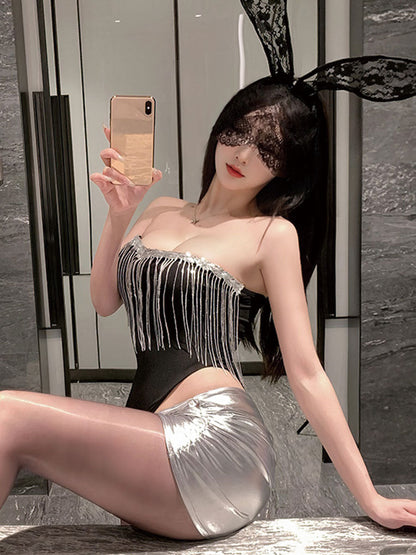Bunny Rabbit Metallic Skirt Set