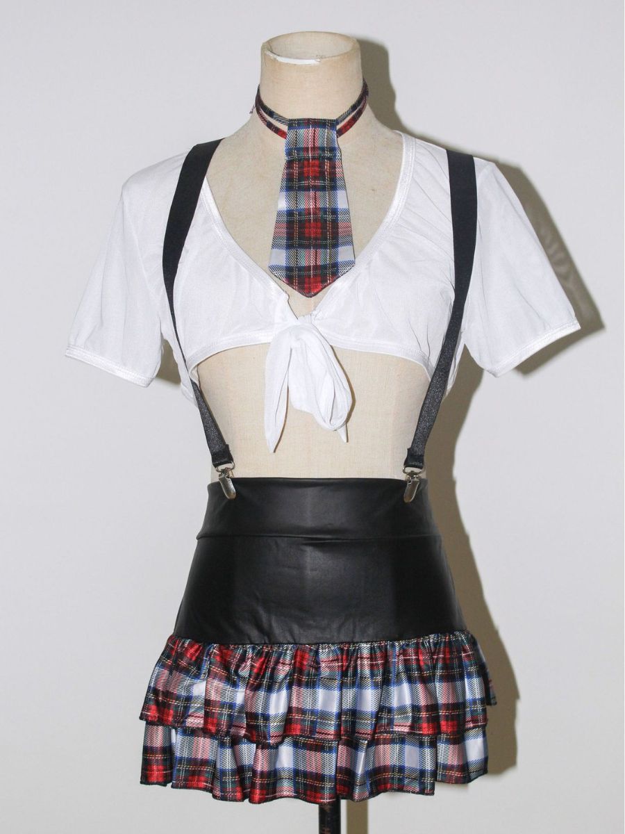 Edgy Plaid Schoolgirl Outfit